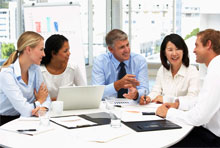 Group of happy smiling people in office